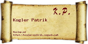 Kogler Patrik névjegykártya